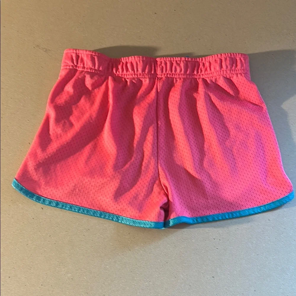 Justice Pink and Blue Athletic Running Shorts with Glitter Peace Sign
